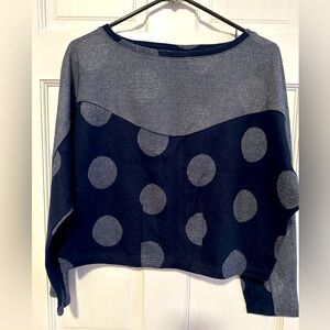 Stylish Gray and navy Polka Dot Sweater